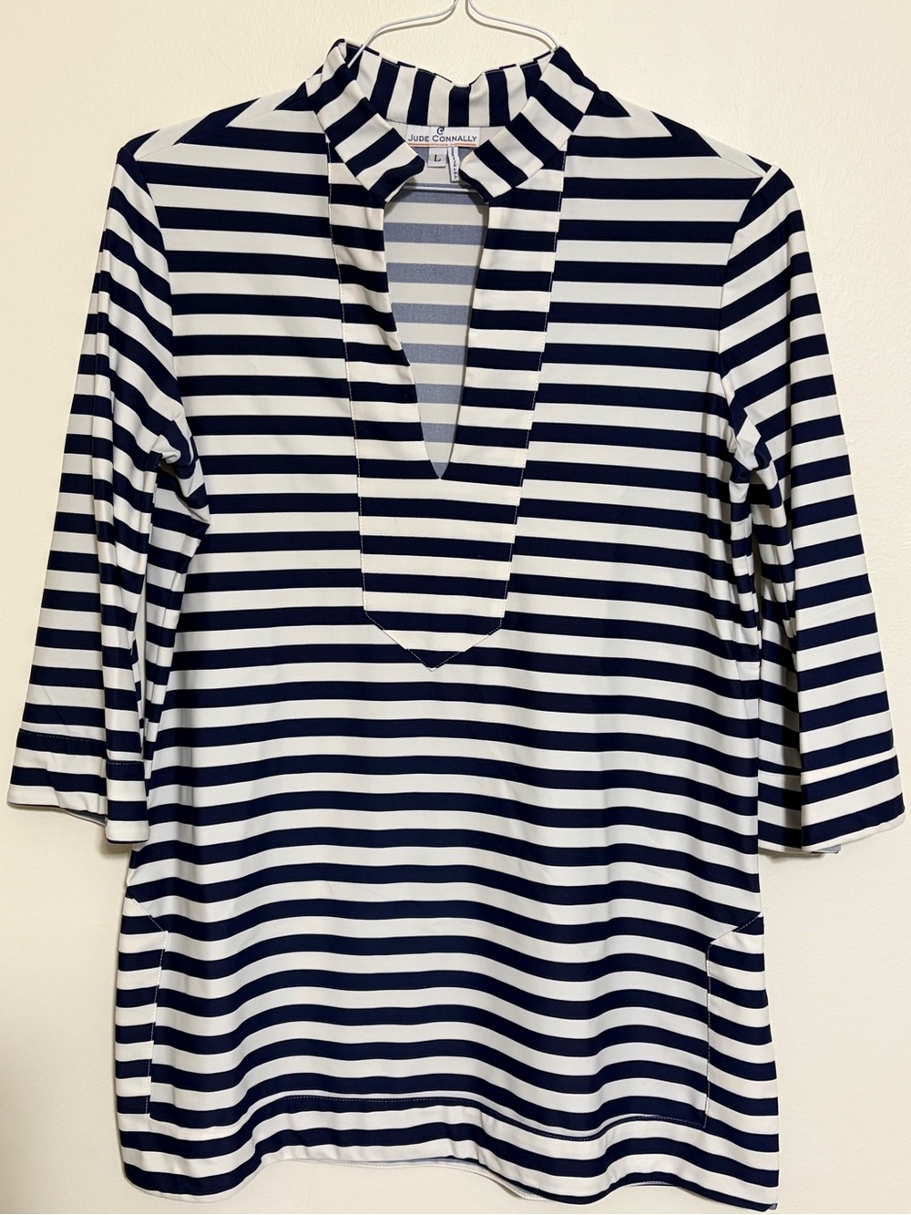 Jude Connally Women’s Navy & White Striped Tunic Size L